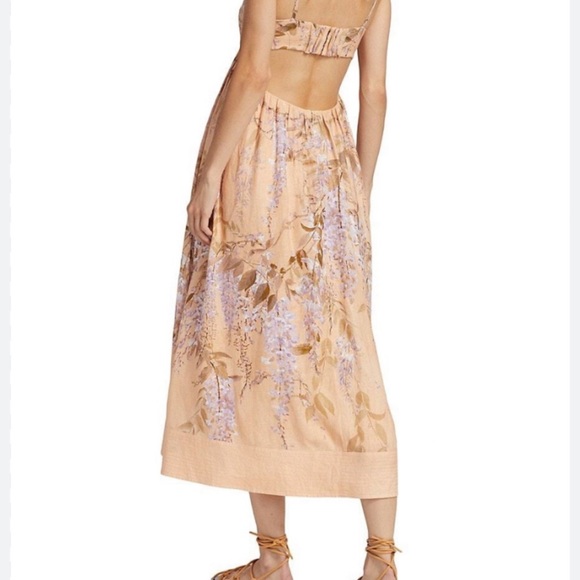 BNWT Zimmermann Rosa Linen Midi-Dress Size 0 (Fits like US 4) - Picture 2 of 3